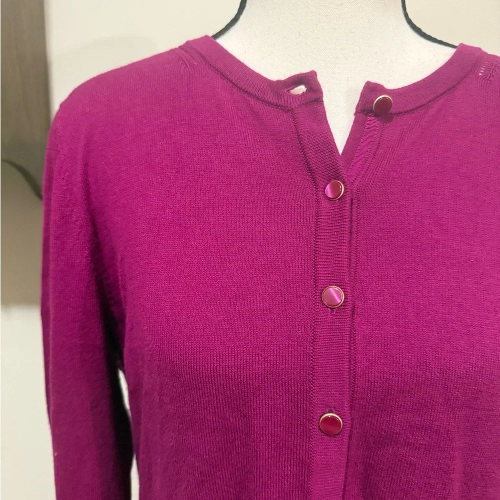 Talbots Magenta Cashmere blend cardigan sweater size medium